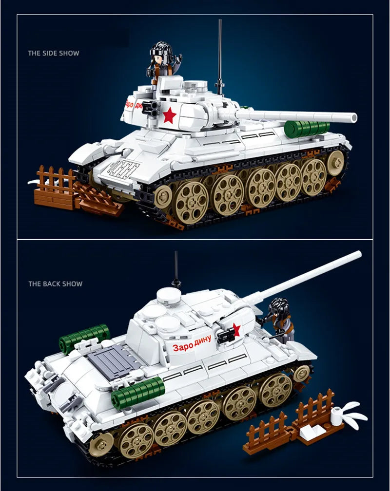 518PCS MOC T34-85 Medium Tank Building Blocks