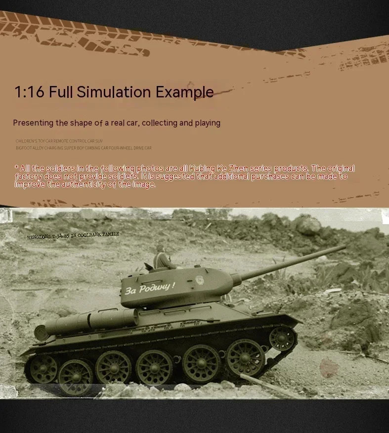 T34/85 Large Multi Functional Combat Simulation RC Tank