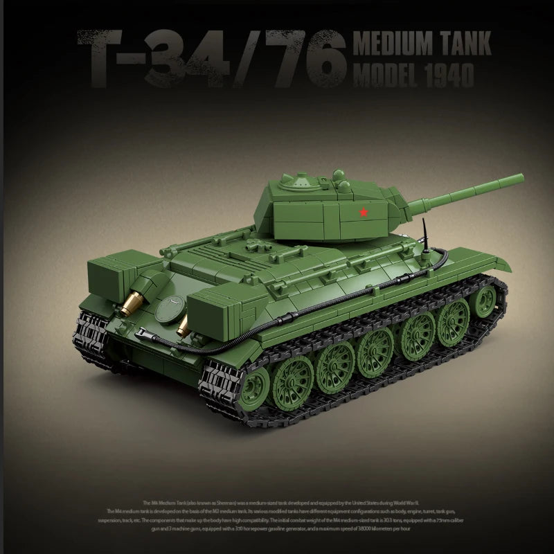 MOC T-34/76 Soviet (1940) Medium Tank Building Blocks Bricks