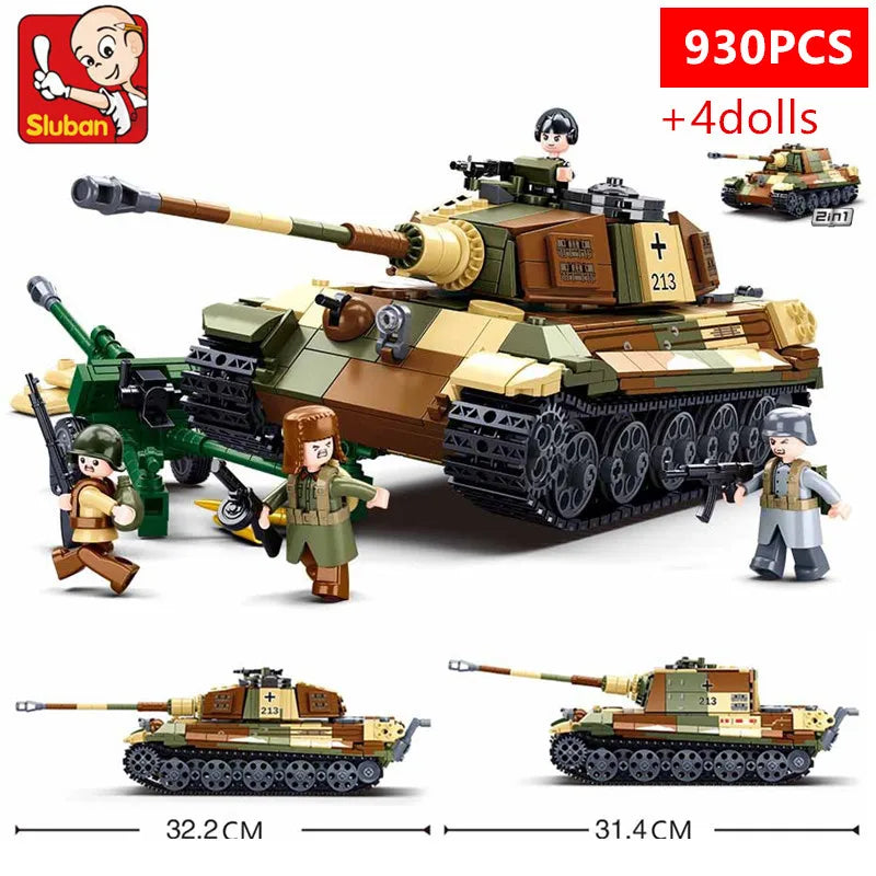 MOC 1/35 Scale Tiger II KIng Tiger Building Blocks Sets