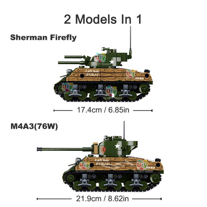 MOC M4A3 Sherman Firefly Tank Building Block