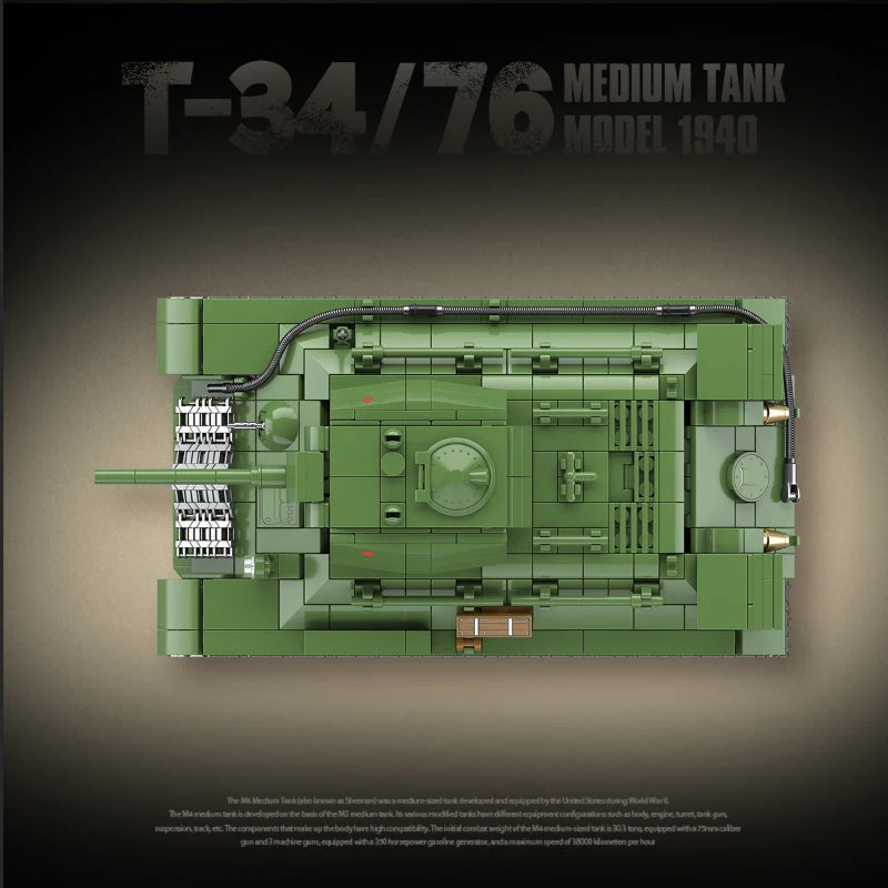 MOC T-34/76 Soviet (1940) Medium Tank Building Blocks Bricks